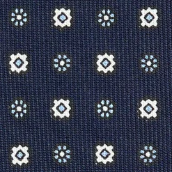 CRAVATTA SARTORIALE EXTRA LONG IN SETA BLU SCURO Microfantasia fiore