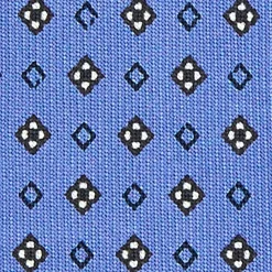 CRAVATTA SARTORIALE EXTRA LONG IN SETA AZZURRO POLVERE Microfantasia fiore