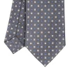 CRAVATTA SARTORIALE EXTRA LONG IN SETA GRIGIO SCURO Microfantasia fiore