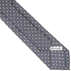 CRAVATTA SARTORIALE EXTRA LONG IN SETA GRIGIO SCURO Microfantasia fiore