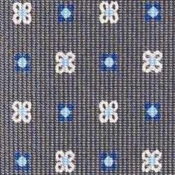 CRAVATTA SARTORIALE EXTRA LONG IN SETA GRIGIO SCURO Microfantasia fiore