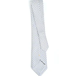 CRAVATTA SARTORIALE EXTRA LONG IN SETA BIANCA Microfantasia fiore