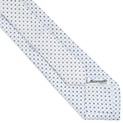 CRAVATTA SARTORIALE EXTRA LONG IN SETA BIANCA Microfantasia fiore
