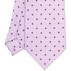 CRAVATTA SARTORIALE EXTRA LONG IN SETA LILLA Microfantasia fiore
