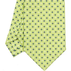CRAVATTA SARTORIALE EXTRA LONG IN SETA VERDE CHIARO Microfantasia fiore