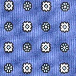 CRAVATTA SARTORIALE EXTRA LONG IN SETA AZZURRO POLVERE Microfantasia fiore