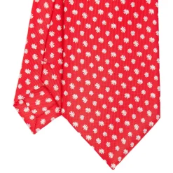 CRAVATTA SARTORIALE EXTRA LONG IN SETA ROSSA Microfantasia fiore