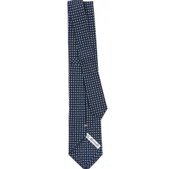CRAVATTA SARTORIALE EXTRA LONG IN SETA BLU SCURO Microfantasia fiore