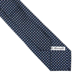 CRAVATTA SARTORIALE EXTRA LONG IN SETA BLU SCURO Microfantasia fiore