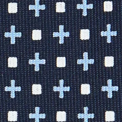 CRAVATTA SARTORIALE EXTRA LONG IN SETA BLU SCURO Microfantasia fiore
