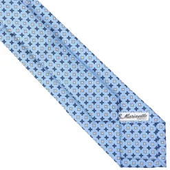 CRAVATTA SARTORIALE EXTRA LONG IN SETA AZZURRA Microfantasia fiore