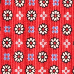 CRAVATTA SARTORIALE EXTRA LONG IN SETA ROSSA Microfantasia fiore