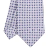 CRAVATTA SARTORIALE EXTRA LONG IN SETA GRIGIO CHIARO Microfantasia fiore