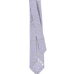 CRAVATTA SARTORIALE EXTRA LONG IN SETA GRIGIO CHIARO Microfantasia fiore