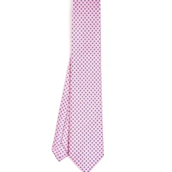 CRAVATTA SARTORIALE EXTRA LONG IN SETA ROSA Microfantasia fiore