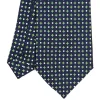 CRAVATTA SARTORIALE EXTRA LONG IN SETA BLU SCURO Microfantasia fiore