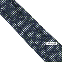CRAVATTA SARTORIALE EXTRA LONG IN SETA BLU SCURO Microfantasia fiore