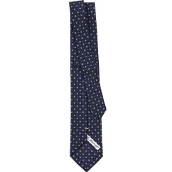 CRAVATTA SARTORIALE EXTRA LONG IN SETA BLU SCURO Microfantasia fiore