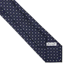 CRAVATTA SARTORIALE EXTRA LONG IN SETA BLU SCURO Microfantasia fiore