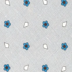 CRAVATTA SARTORIALE IN COTONE E SETA GRIGIO CHIARO Macrofantasia fiore