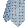 CRAVATTA SARTORIALE IN LINO AZZURRA Microfantasia fiore