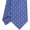 CRAVATTA SARTORIALE IN LINO BLU Microfantasia fiore