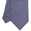 CRAVATTA SARTORIALE IN LINO BLU Microfantasia fiore