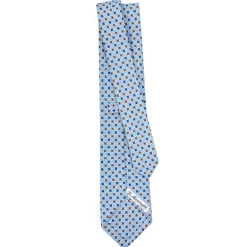 CRAVATTA SARTORIALE IN LINO AZZURRA Microfantasia fiore