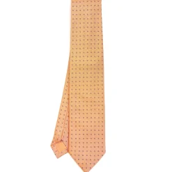 CRAVATTA SARTORIALE IN SETA JACQUARD ARANCIONE Microfantasia fiore