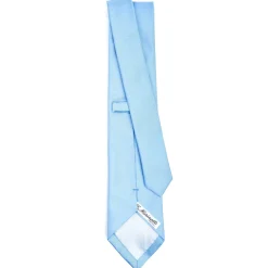 CRAVATTA SARTORIALE IN SETA JACQUARD AZZURRA Tinta unita