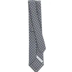 CRAVATTA SARTORIALE IN SETA GRIGIO SCURO Microfantasia fiore