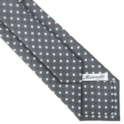 CRAVATTA SARTORIALE IN SETA GRIGIO SCURO Microfantasia fiore