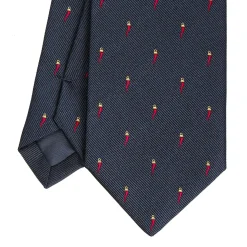 CRAVATTA SARTORIALE IN SETA JACQUARD BLU Con cornetto sparso