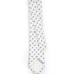 CRAVATTA SARTORIALE IN SETA JACQUARD BIANCA Macrofantasia fiore