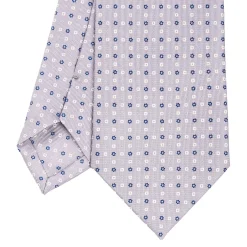 CRAVATTA SARTORIALE IN SETA GRIGIO CHIARO Microfantasia fiore