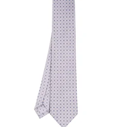 CRAVATTA SARTORIALE IN SETA GRIGIO CHIARO Microfantasia fiore
