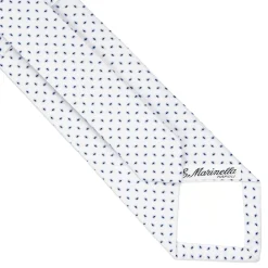 CRAVATTA SARTORIALE IN SETA JACQUARD BIANCA Microfantasia geometrica