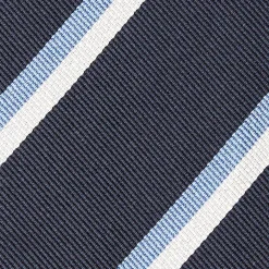 CRAVATTA SARTORIALE RIGATA In seta blu scuro