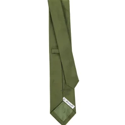 CRAVATTA SARTORIALE SETA JACQUARD VERDE OLIVA Tinta unita