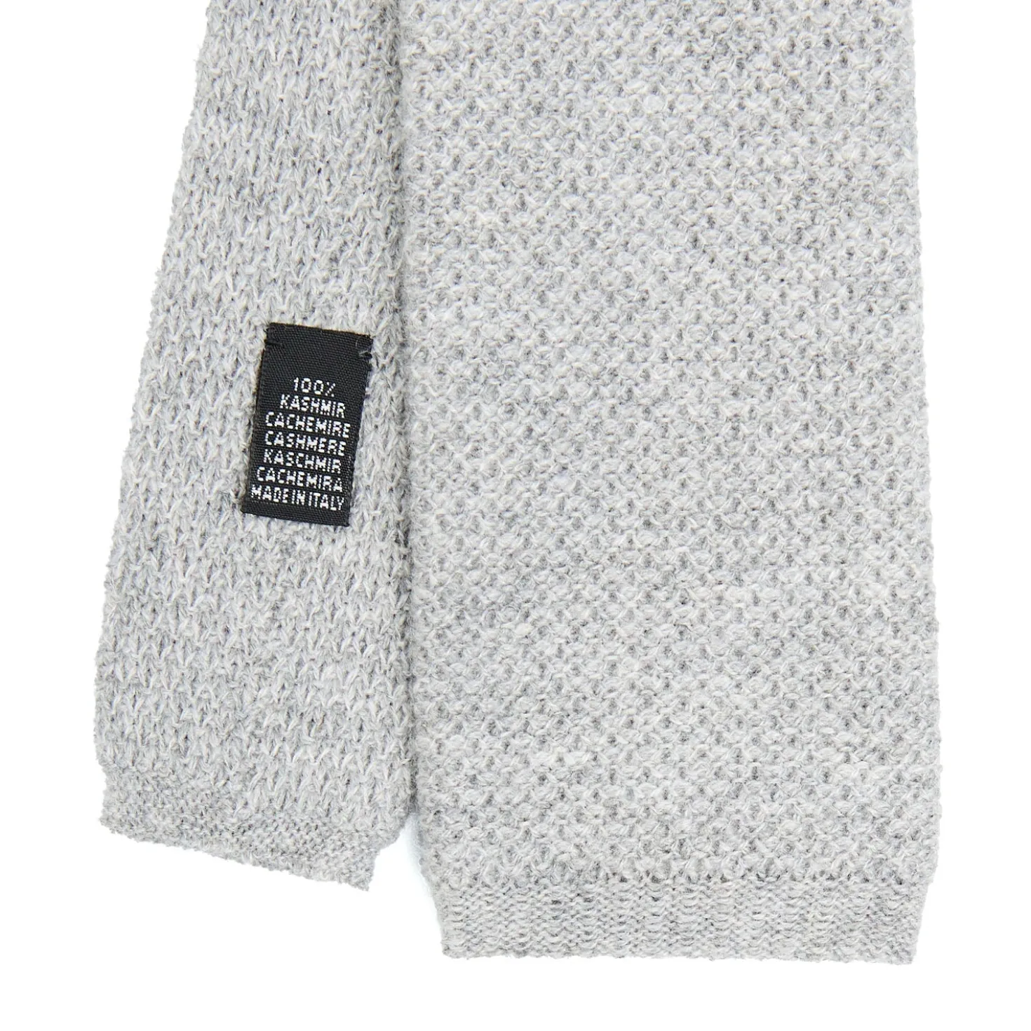 CRAVATTA TRICOT IN CASHMERE GRIGIO CHIARO Tinta unita