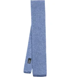 CRAVATTA TRICOT IN CASHMERE AZZURRO POLVERE Tinta unita