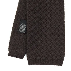 CRAVATTA TRICOT IN CASHMERE MARRONE SCURO Tinta unita