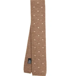 CRAVATTA TRICOT IN CASHMERE BEIGE Pois bianco