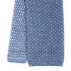 CRAVATTA TRICOT IN SETA AZZURRO POLVERE Microfantasia geometrica