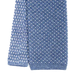 CRAVATTA TRICOT IN SETA AZZURRO POLVERE Microfantasia geometrica