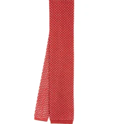 CRAVATTA TRICOT IN SETA ARANCIONE Microfantasia geometrica