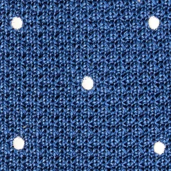 CRAVATTA TRICOT IN SETA BLU Pois beige