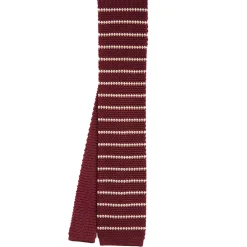 CRAVATTA TRICOT IN SETA BORDEAUX Rigata