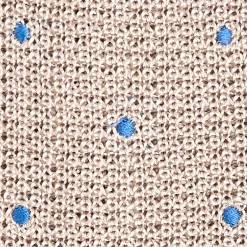 CRAVATTA TRICOT IN SETA BEIGE Pois blu