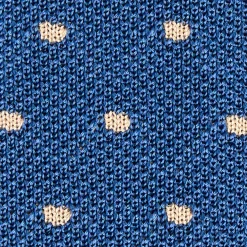 CRAVATTA TRICOT IN SETA BLU Pois beige
